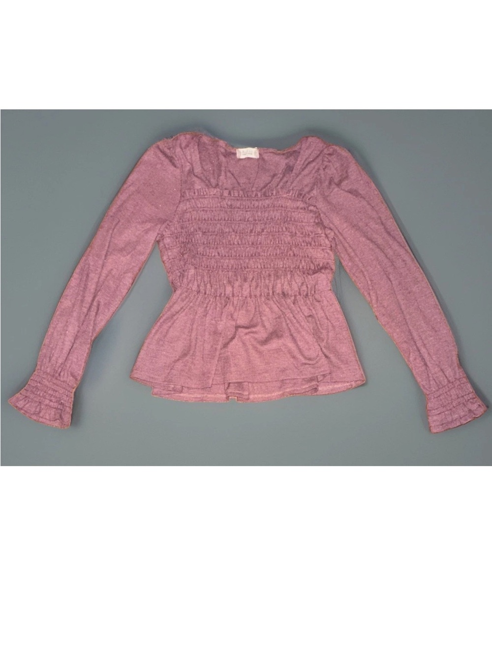 Altar'd State Rose Smocked Peplum Long-Sleeve Top